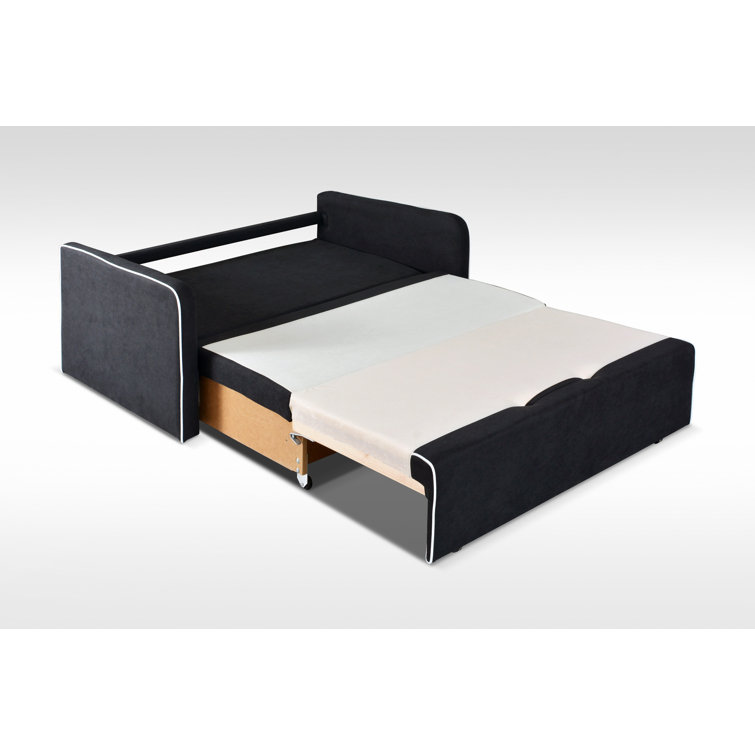 Meblomar 132Cm Velvet Square Arm Sofa Bed Wayfair.co.uk